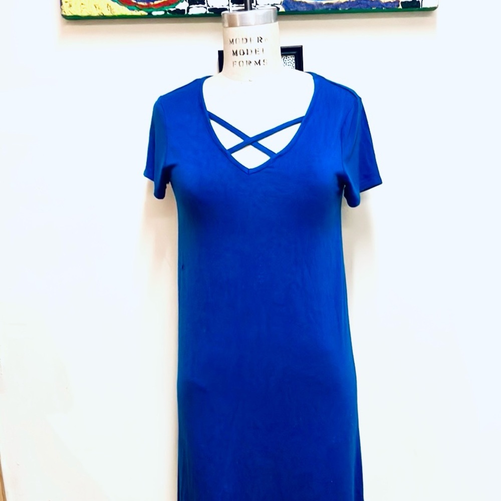 Royal Blue Cotton Criss Cross Dress